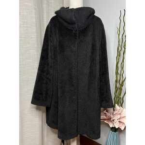 Eileen Fisher Suri Alpaca Wool Jacket Coat Black Stand Collar Women's Size 1X